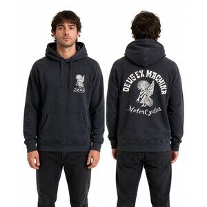 Deus Ex Machina Angel Motorcycle Hoodie Black Size M Embroidered Pullover Pocket